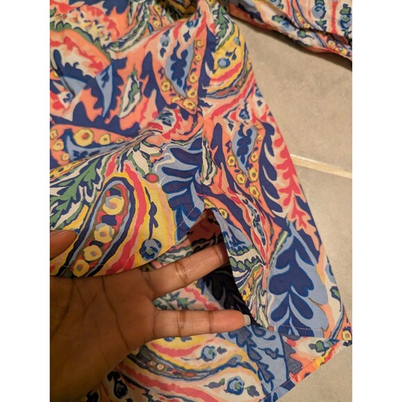 Talbots Cotton Button Front Shirt -Botanical Paisley Long sleeve.size M - Picture 11 of 14